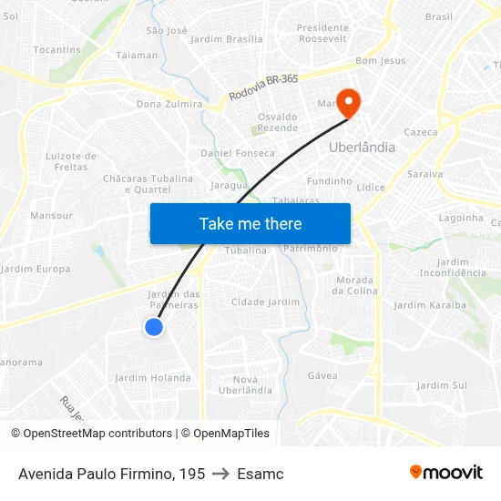 Avenida Paulo Firmino, 195 to Esamc map