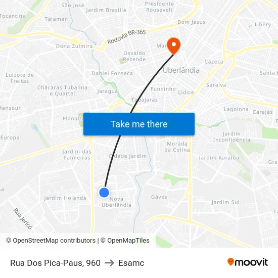 Rua Dos Pica-Paus, 960 to Esamc map