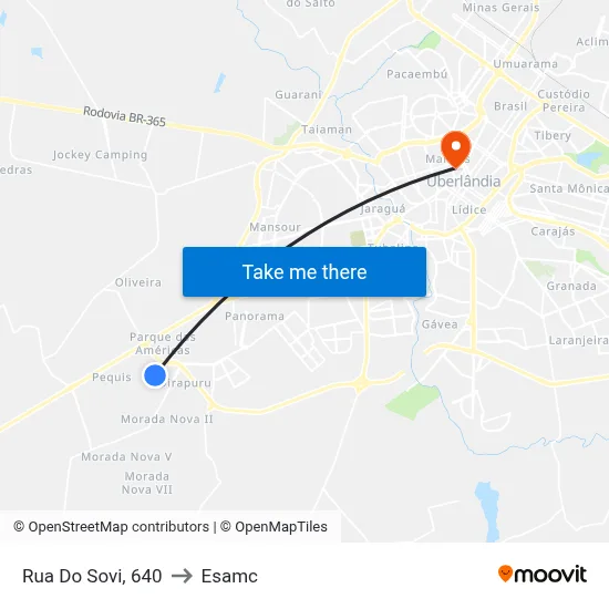 Rua Do Sovi, 640 to Esamc map