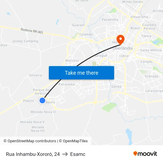 Rua Inhambu-Xororó, 24 to Esamc map
