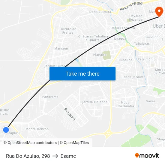 Rua Do Azulao, 298 to Esamc map