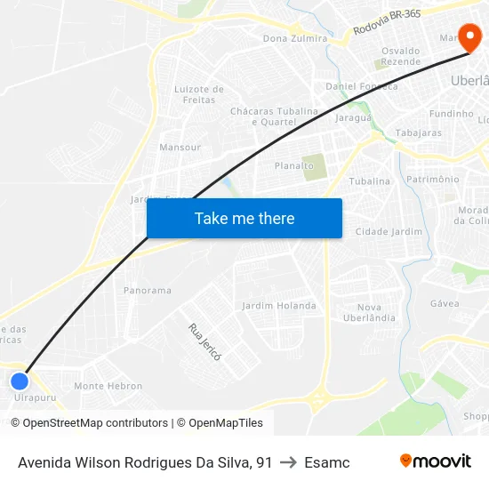 Avenida Wilson Rodrigues Da Silva, 91 to Esamc map