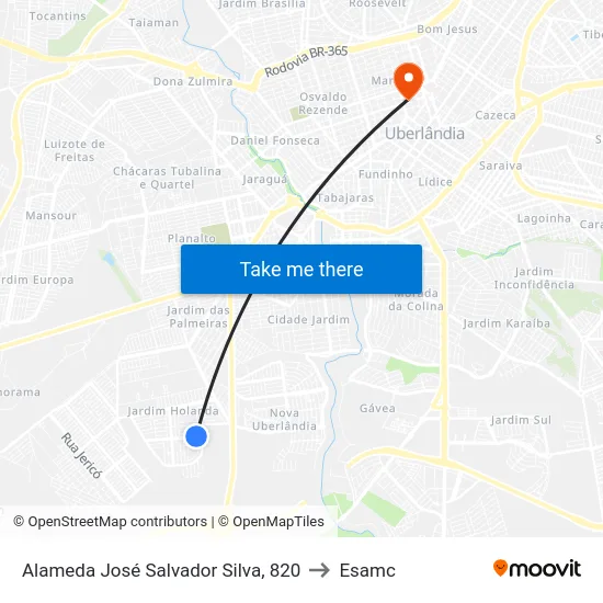 Alameda José Salvador Silva, 820 to Esamc map