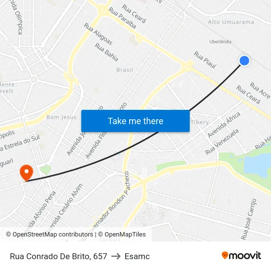 Rua Conrado De Brito, 657 to Esamc map