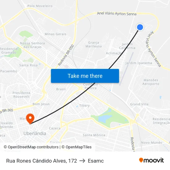 Rua Rones Cândido Alves, 172 to Esamc map