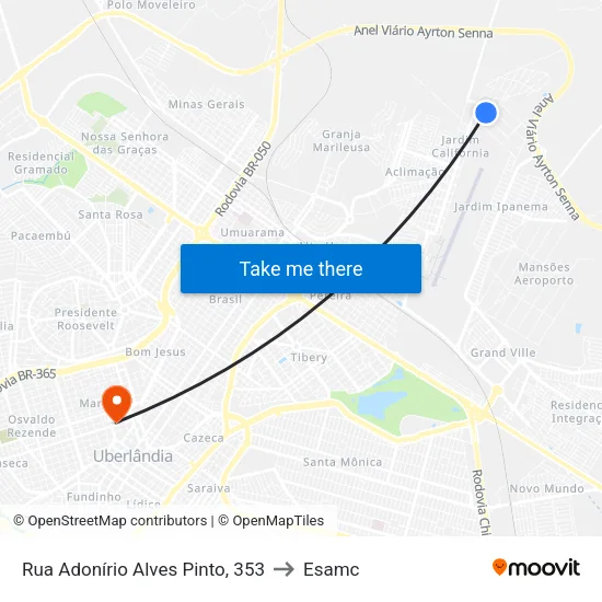 Rua Adonírio Alves Pinto, 353 to Esamc map