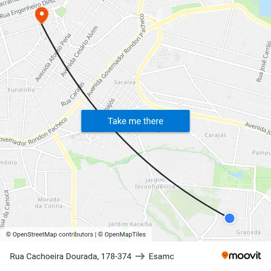 Rua Cachoeira Dourada, 178-374 to Esamc map