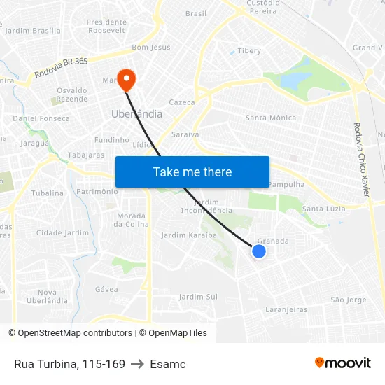 Rua Turbina, 115-169 to Esamc map