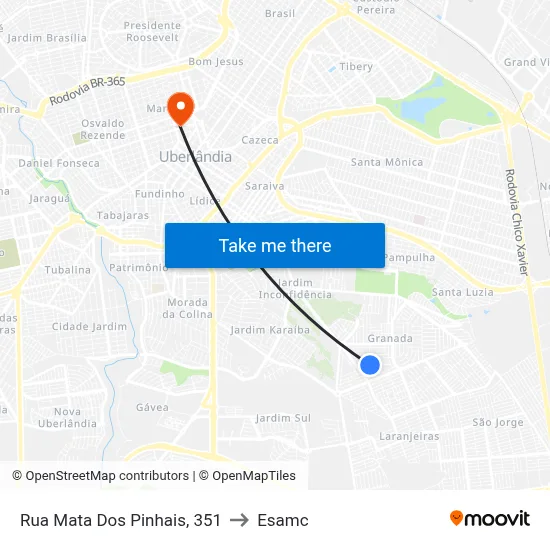 Rua Mata Dos Pinhais, 351 to Esamc map