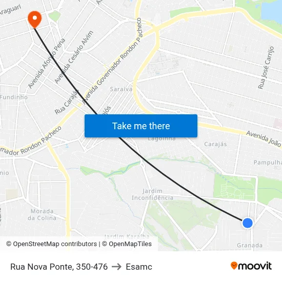 Rua Nova Ponte, 350-476 to Esamc map