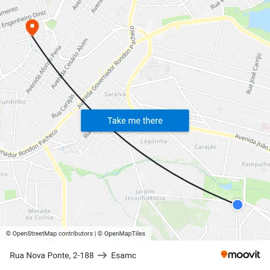 Rua Nova Ponte, 2-188 to Esamc map