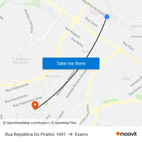 Rua República Do Piratini, 1691 to Esamc map