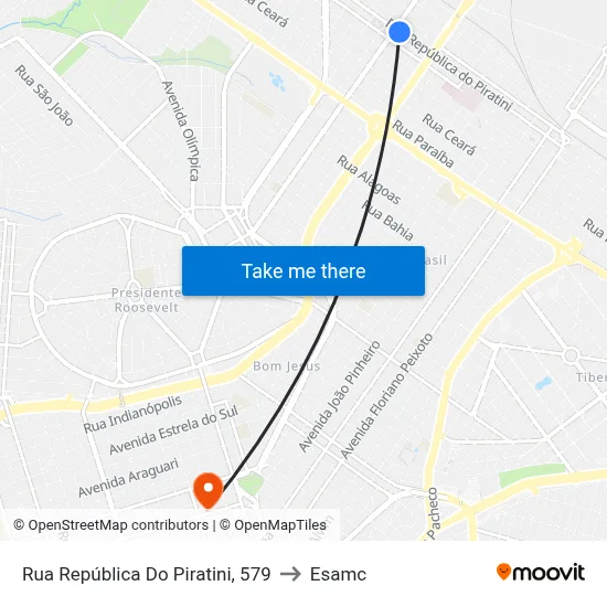Rua República Do Piratini, 579 to Esamc map