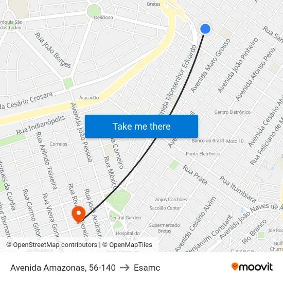 Avenida Amazonas, 56-140 to Esamc map