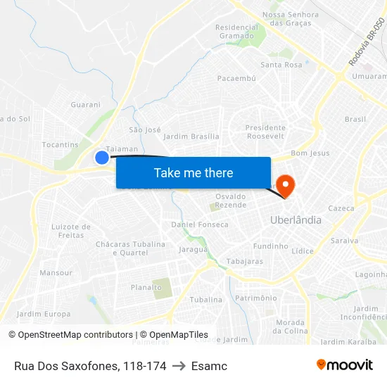 Rua Dos Saxofones, 118-174 to Esamc map