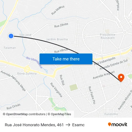 Rua José Honorato Mendes, 461 to Esamc map