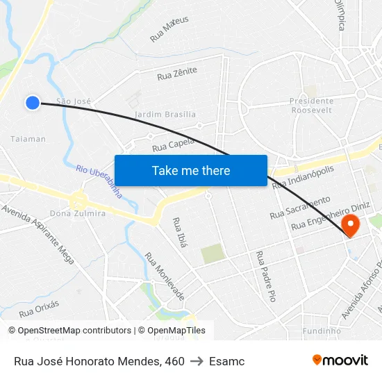 Rua José Honorato Mendes, 460 to Esamc map