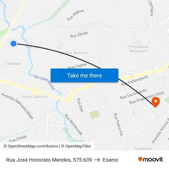 Rua José Honorato Mendes, 575-639 to Esamc map