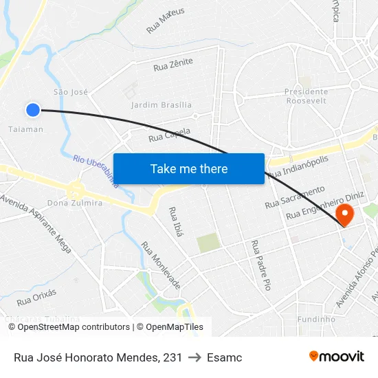 Rua José Honorato Mendes, 231 to Esamc map