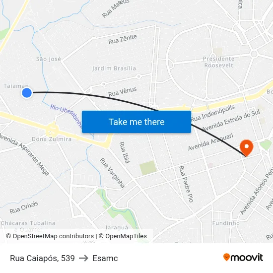 Rua Caiapós, 539 to Esamc map