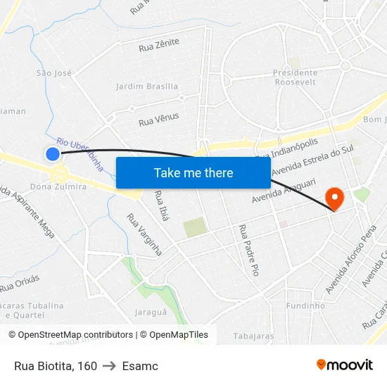 Rua Biotita, 160 to Esamc map