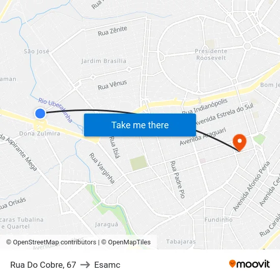 Rua Do Cobre, 67 to Esamc map