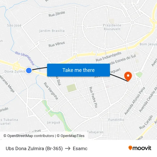 Ubs Dona Zulmira (Br-365) to Esamc map