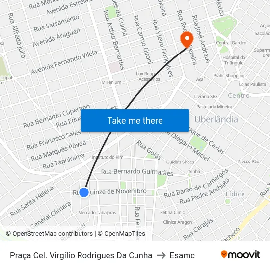 Praça Cel. Virgílio Rodrigues Da Cunha to Esamc map