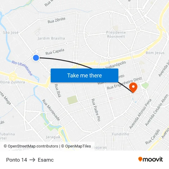 Ponto 14 to Esamc map