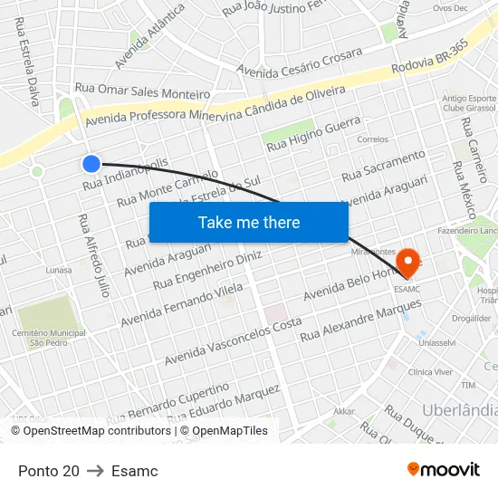 Ponto 20 to Esamc map