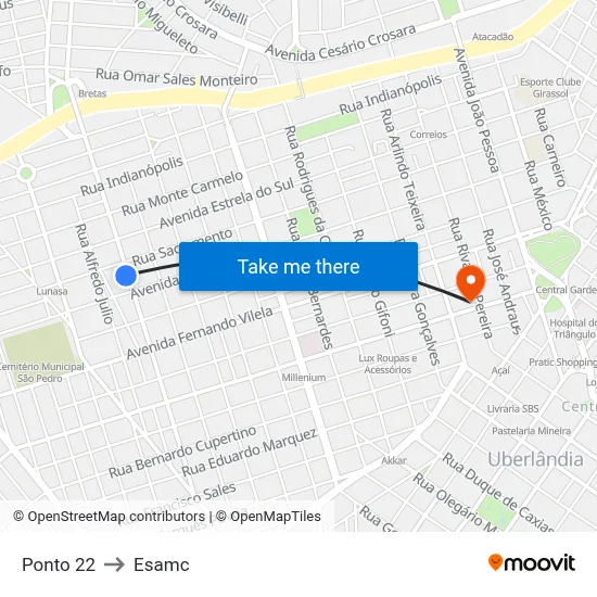 Ponto 22 to Esamc map