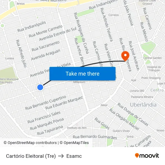 Cartório Eleitoral (Tre) to Esamc map