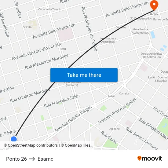 Ponto 26 to Esamc map