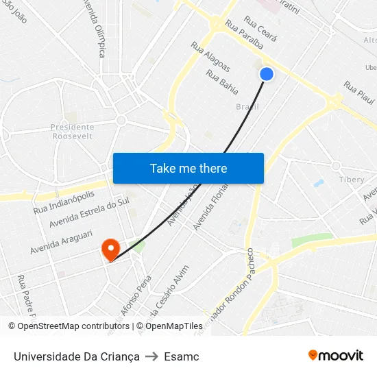 Universidade Da Criança to Esamc map