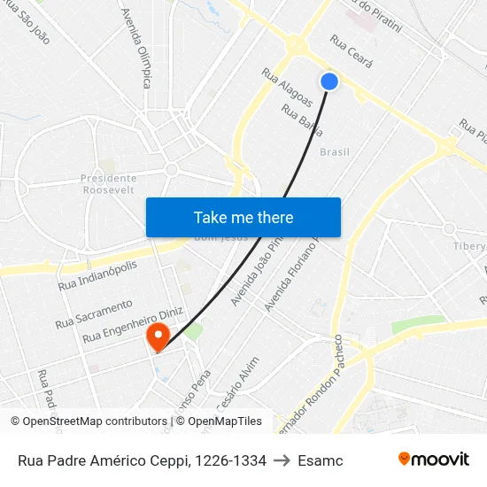 Rua Padre Américo Ceppi, 1226-1334 to Esamc map