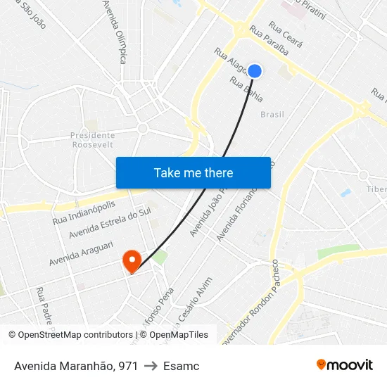 Avenida Maranhão, 971 to Esamc map