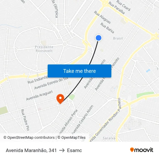 Avenida Maranhão, 341 to Esamc map