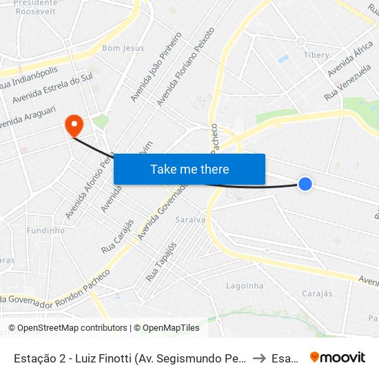 Estação 2 - Luiz Finotti (Av. Segismundo Pereira) to Esamc map