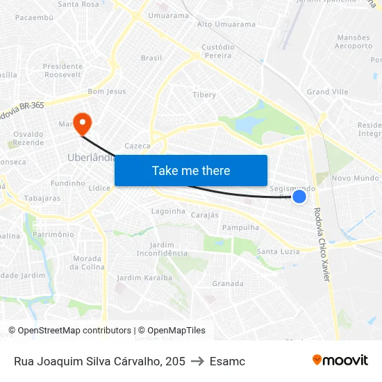 Rua Joaquim Silva Cárvalho, 205 to Esamc map