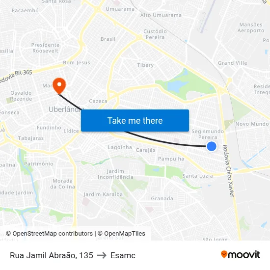 Rua Jamil Abraão, 135 to Esamc map