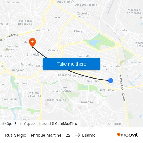 Rua Sérgio Henrique Martineli, 221 to Esamc map