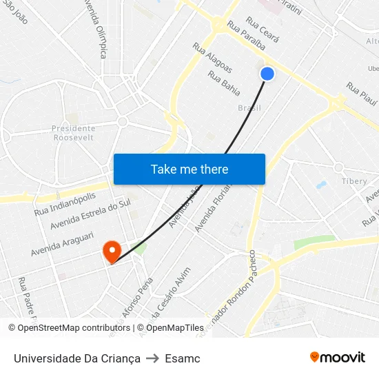 Universidade Da Criança to Esamc map