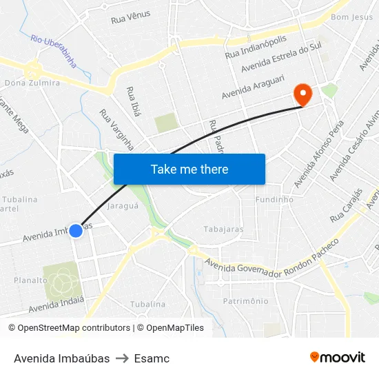 Avenida Imbaúbas to Esamc map