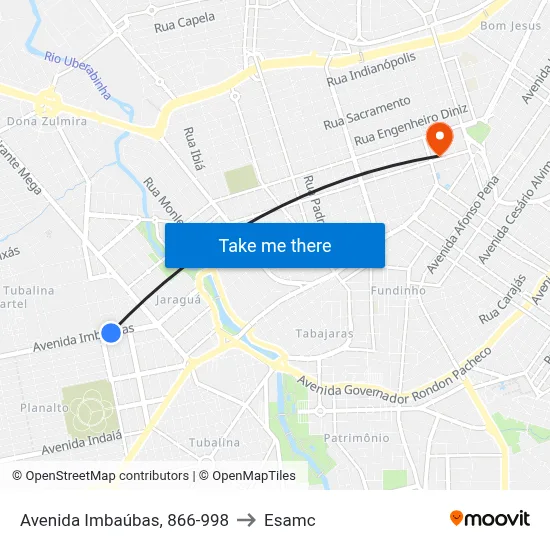 Avenida Imbaúbas, 866-998 to Esamc map
