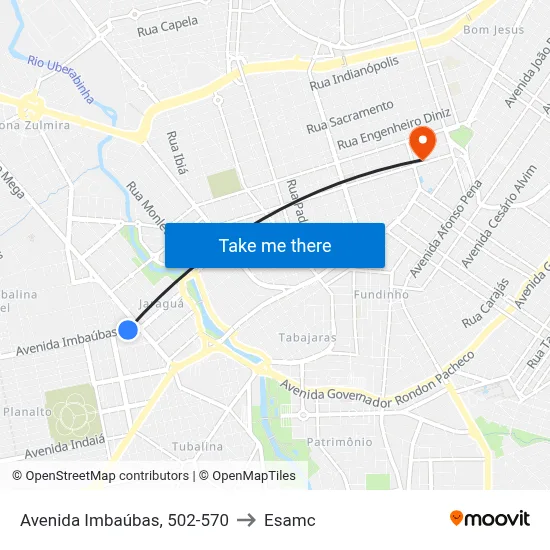 Avenida Imbaúbas, 502-570 to Esamc map
