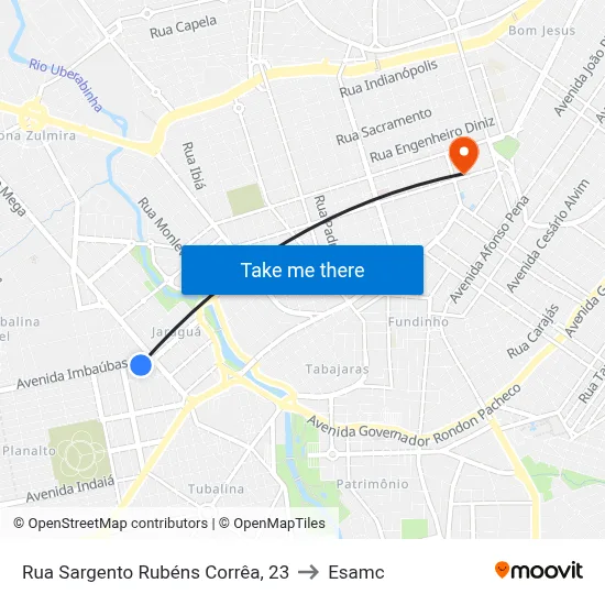 Rua Sargento Rubéns Corrêa, 23 to Esamc map