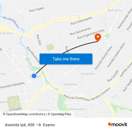 Avenida Ipê, 458 to Esamc map