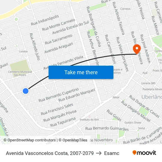 Avenida Vasconcelos Costa, 2007-2079 to Esamc map