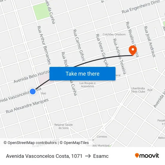 Avenida Vasconcelos Costa, 1071 to Esamc map