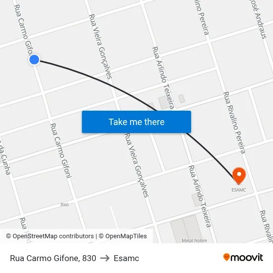 Rua Carmo Gifone, 830 to Esamc map